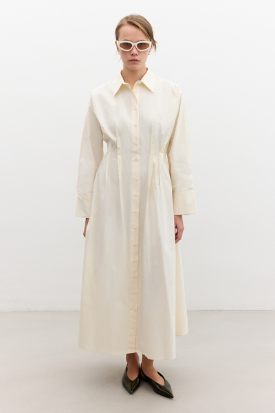Manuka HEMDKLEID MIT FALTENVERZIERUNG BUTTER