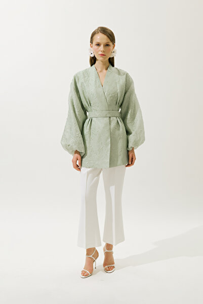 Manuka Jacquard Organza Kimono Mint