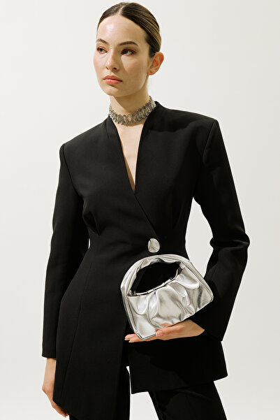 Manuka Metal Looking Hand Bag Silver