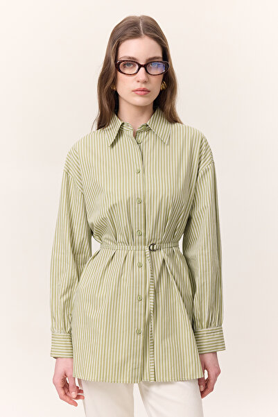 Manuka Striped Belted Shirt Green