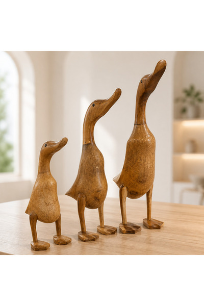 Lorena Home Decor Ahşap Ördek Ailesi