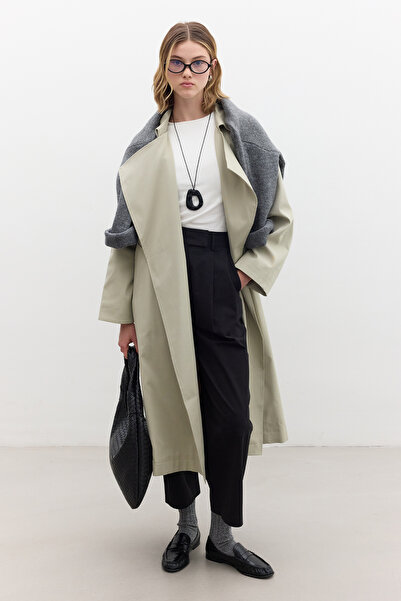 Manuka OVERSIZE WIDE COLLAR TRENCHCOT GREEN
