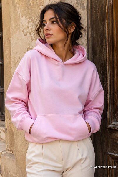 Madmext Ροζ Oversize φούτερ τσέπης MG2207