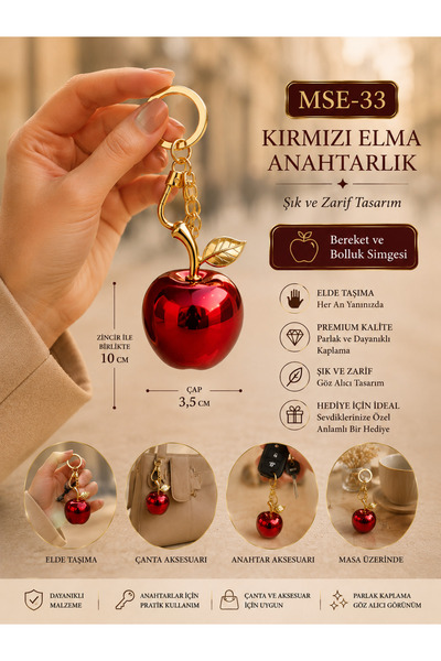 Erzi Elma Tasarımlı Anahtarlık – Renkli & Şık Aksesuar 1 Adet