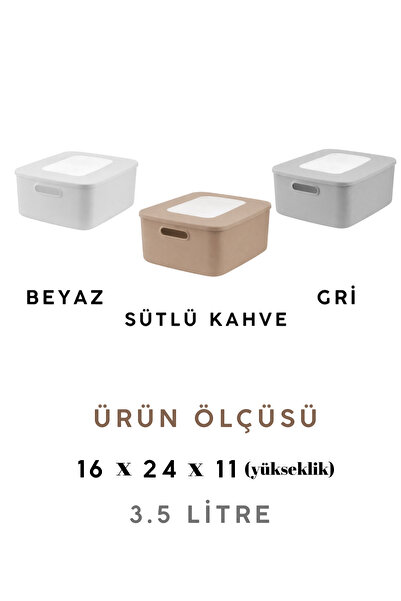 VALENT Nero 3.5 Lt 3'lü Çok Amaçlı Kapaklı Organizer Kutu Makyaj Banyo Mutfak Oyuncak Düzenleyici Karışık Renk Mix