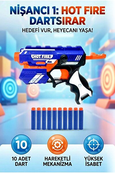 Tıfıl Toys Hızlı Atış Mekanizmalı Dart Fırlatıcı 10 Adet Yumuşak Gövdeli Dart...