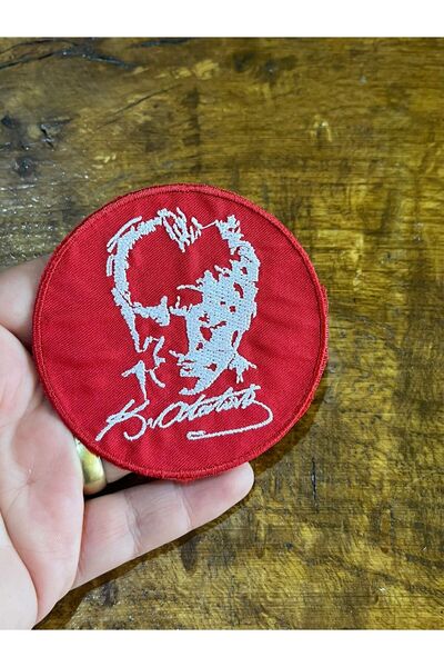 Gönülden Tasarım Iron-On Shadowed Ataturk Emblem Sew-On Applique Red