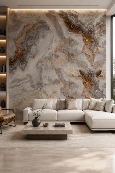 dreamwall Mermer Desenli Silinebilir Sağlık Dostu Tekstil Duvar Kağıdı