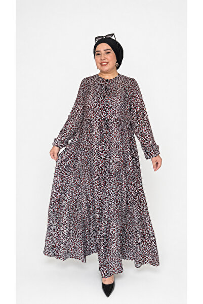 Ferace Women's Plus Size Crispy Fabric Button Dress