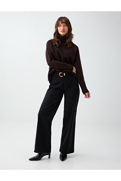 Jimmy Key Black High Waist Wide Leg Cotton Tencel Trousers