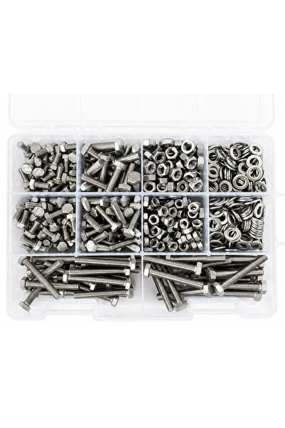 Netzerkoz 600 adet 10 çeşit Paslanmaz Çelik Cıvata Somun Pul Seti - Inox (M5,...