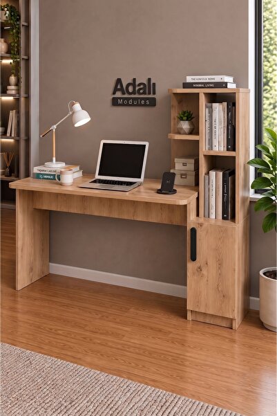 ADALIMODULES Ders Çalışma Masası Kavisli Kitaplıklı 120 CM Çalışma Masası Öğr...