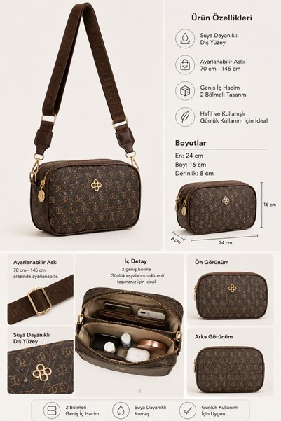 Newish Polo Women's Shoulder and Crossbody Bag with 2 Compartments, Daily Stylish Patterned Handbag