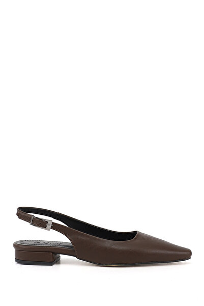 GÖNDERİ(R) Women's Brown Blunt Toe Open-Back Shoes