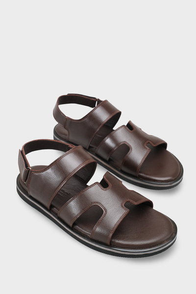 Capone Outfitters Axel Arkası Bantlı Açık Burunlu Konforlu Hakiki Deri Erkek Sandalet