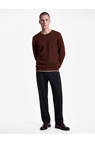 Koton Long Sleeve Regular Fit Contrast Detailed Crew Neck Knitwear Sweater