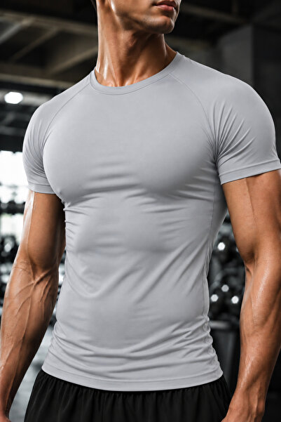 GHASSY CO . Erkek Compression Spor Tişört Slim Fit Hızlı Kuruyan Esnek Fitnes...