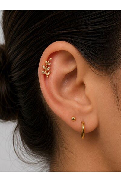 Arescollection 1 adet zirkon taşlı helix piercing ( önden açılan )