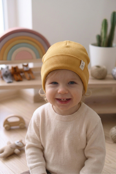 Doğan Collection Ribana Beige-Mustard 2-Piece Beanie
