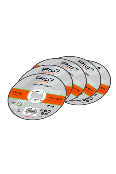 Lawazim Pro7 5-Piece 5inch Cutting Disc Set 125x1.2mm with 22.2mm Arbor for M...