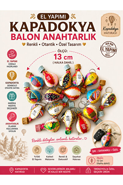 kapadokyahediyelik Kapadokya Deri Renkli Balon Anahtarlık (50 Adet)