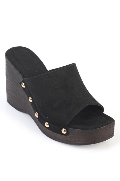 Capone Outfitters Sonia Wedge Heeled Single Strap Open Toe Sabo Slippers