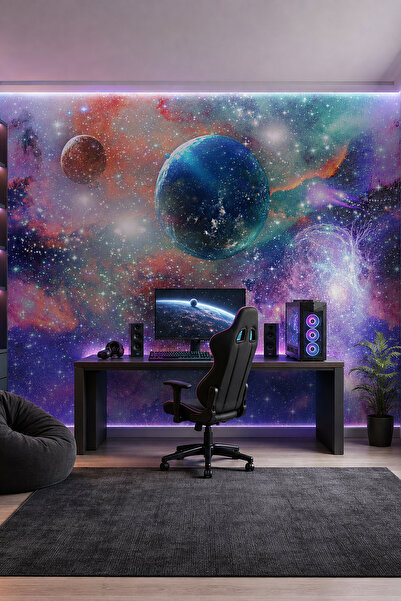 dreamwall Galaksi Yıldızlar Desenli Silinebilir Tekstil Duvar Kağıdı