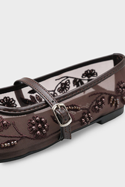 Capone Outfitters Mathilde Dantelli Fileli Nakışlı Kadın Babet