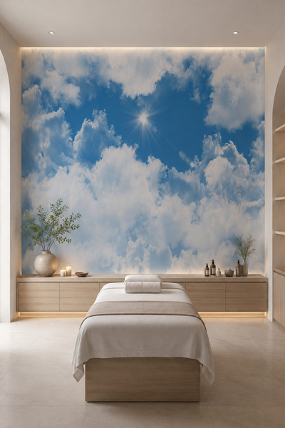 dreamwall Gökyüzü Ve Bulutlar Desenli Isı Ve Ses Yalıtımlı Sağlıklı Tekstil D...