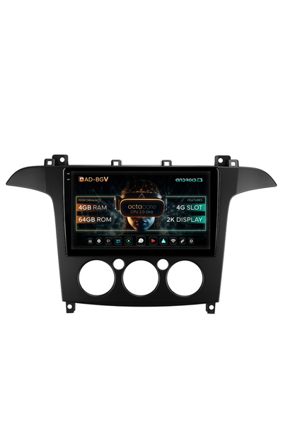 AutoDrop Navigatie Android Ford S-MAX (2006-2015) Clima Manuala, 9.5 inch, 4G...