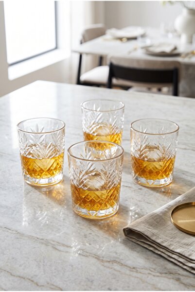 Paşabahçe Sada 4 sklenic na whisky Leafy, 300 ml