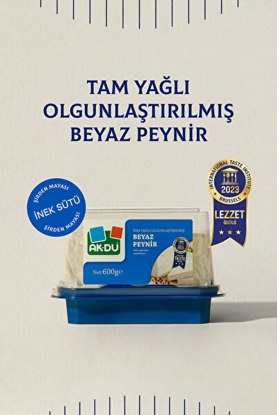 Akdu Tam Yağlı Beyaz Peynir 600 gr - %100 İnek Sütünden, Olgunlaştırılmış, Şi...