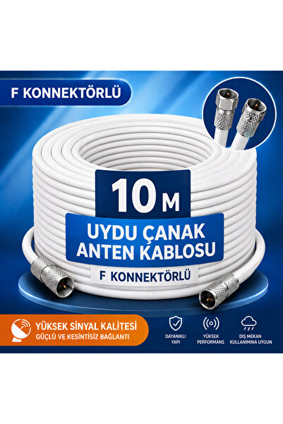 FIRSAT YOLU 10 Metre Hazır Uydu Anten Kablosu F Konnektörlü 64 Tel
