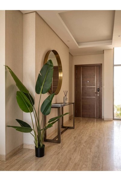 Beitna Helw Artificial Banana Tree 160 cm, 10 Leaves, Realistic Touch, UV & Heat Resistant, Decorative Black Plastic Pot