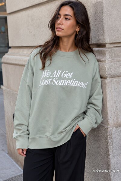 Madmext Mint Green Printed Sweatshirt MG1901