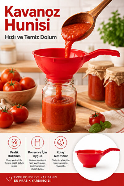 FırsatVar Plastik Saplı Kavanoz Hunisi Konserve Doldurma Aparatı Hızlı ve Tem...