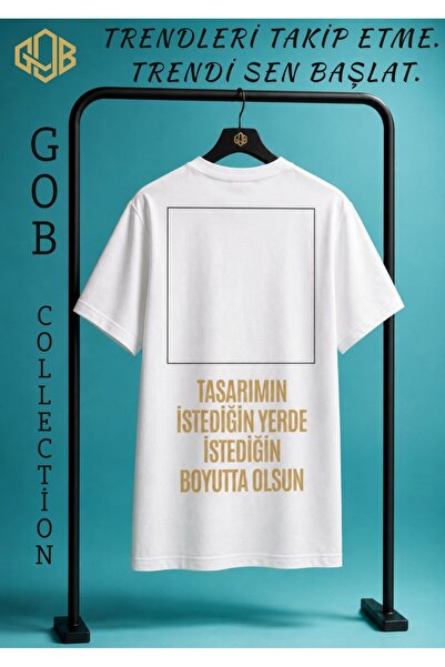 GOB Collection Kendi Tasarımını Oluştur – Kişiye Özel Baskılı Unisex Beyaz Ov...
