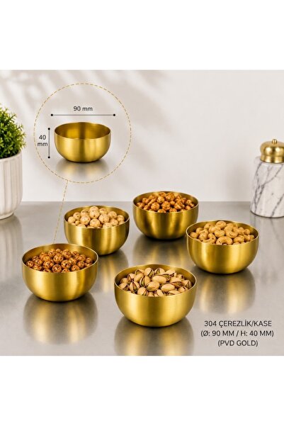 EMİN 304 ÇEREZLİK/KASE (Ø: 90 MM / H: 40 MM) (PVD GOLD) 6 adet