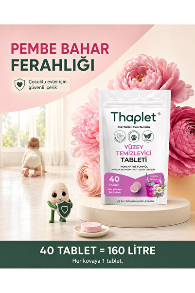 Yüzey Temizleyici Tableti 40 Adet Ultra Kullanışlı Konsantre Tablet - Pembe Bahar