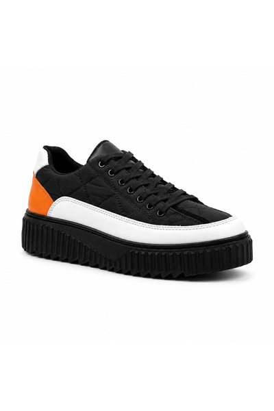 BESKAR Ba0801 Black Orange Men's Sneaker - Soft Sole Parachute Fabric Comfort...