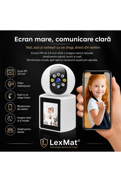 LexMat Camera video ecran supraveghere bebelusi si animale de companie