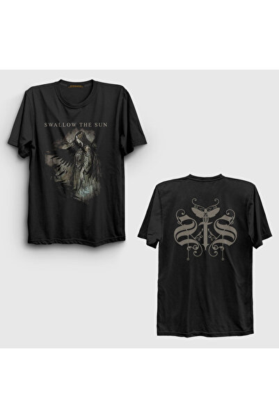 Presmono Unisex crni ranac sa krilima "Progutaj sunce" Štampano T-shirt 530457tt