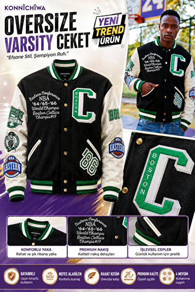 FG KONNİCHİWA Leather Sleeve Embroidery Details Varsity Jackets Available Sto...