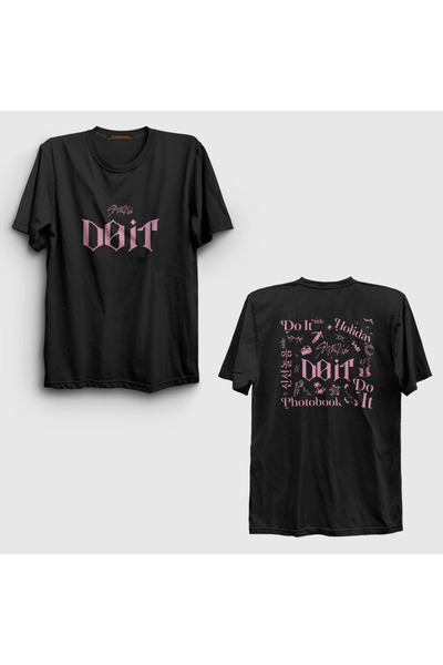Presmono Unisex Μαύρο T-Shirt με στάμπα στην πλάτη Do It Doit Skz Stray Kids ...