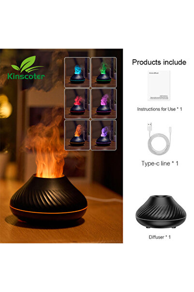 Choice Black Kinscoter Volcanic Aroma Diffuser Essential Oil Lamp 130ml USB P...