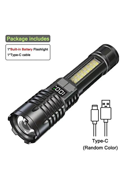 Choice Black High Power LED Flashlight Powerful TYPE-C Rechargeable COB Flash...