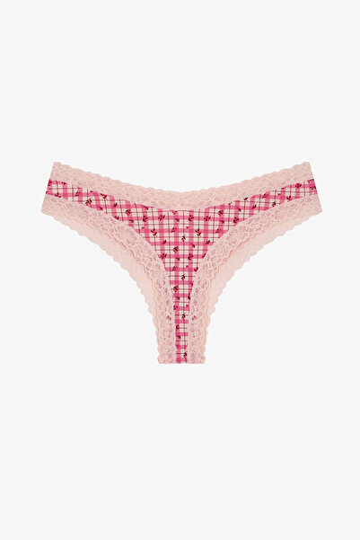 Penti Açık Pembe Rahat Pamuklu Çiçekli Brazilian Külot