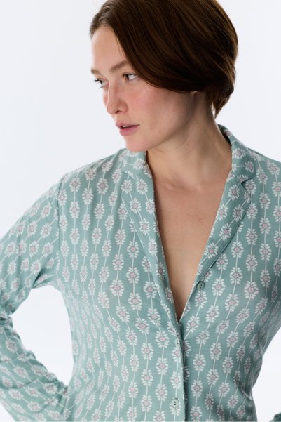 Penti Light Green Alia Green Buttoned Shirt Pants Pajama Set