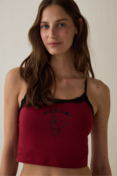 Penti Bordo Removable Padded Crop Atlet