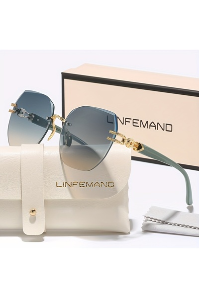 Choice Green LINFEMAND Fashion Geometry Lightweight Frameless Decorative Glas...
